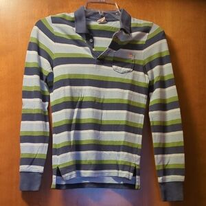 Striped Polo Shirt - Green and Blue